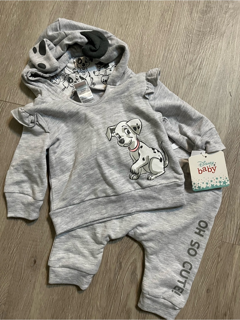 Disney Baby Gray & Black 101 Dalmatians Baby Hoodie Set